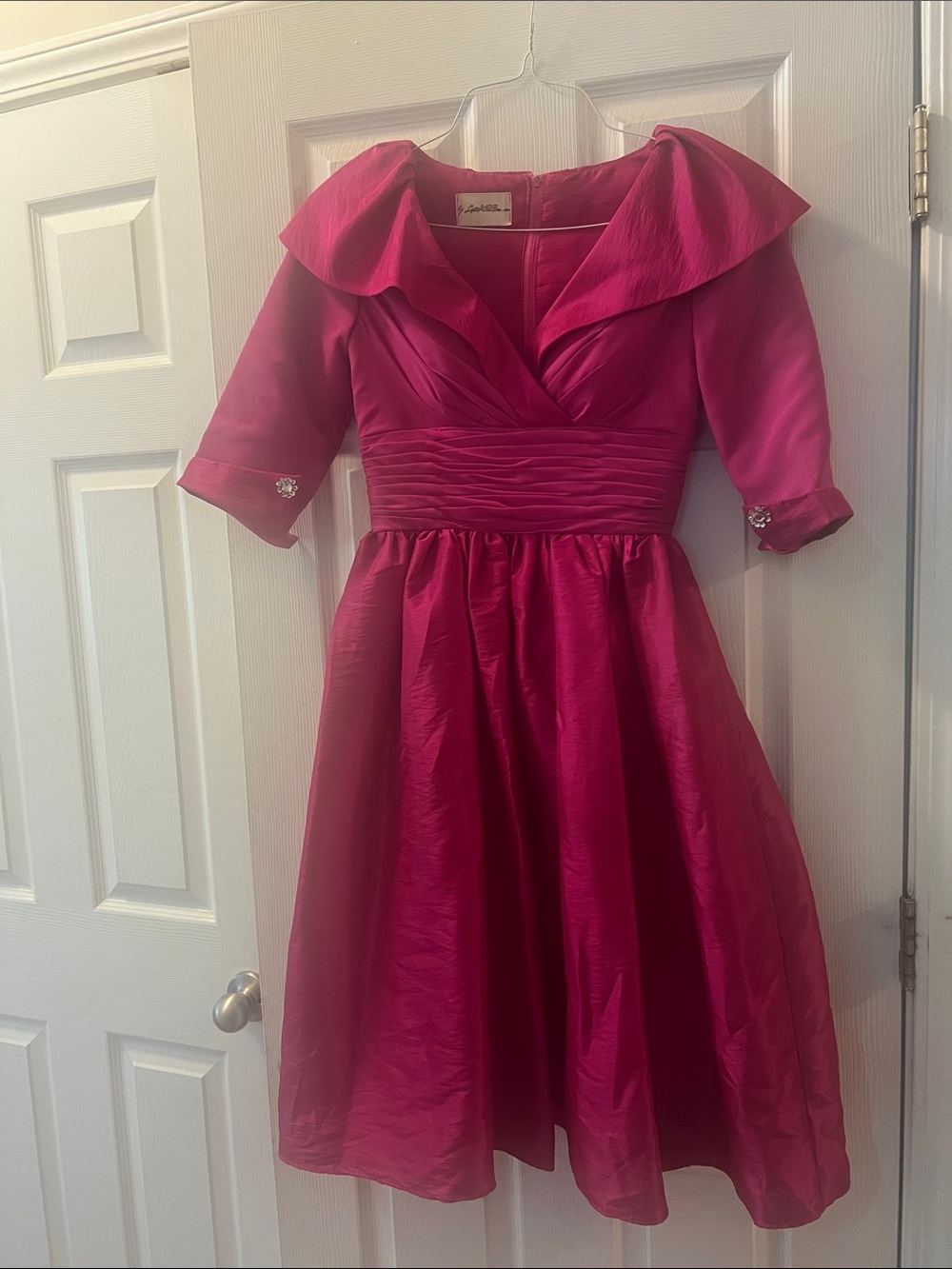 Fuchsia Satin Fit-and-Flare Cocktail Dress